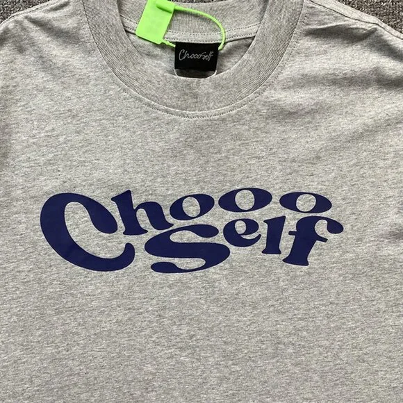 CHOOOSELF Casual Simple Letter Grey T Shirt